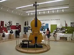 The octobass at the Musical Instrument Museum (MIM) in Phoenix, AZ, is a rare, 12-foot-tall, three-stringed instrument from around 1850