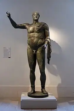 Bronze of Trebonianus Gallus dating from the time of his reign as Roman Emperor, the only surviving near-complete full-size 3rd-century Roman bronze (Metropolitan Museum of Art)[24]