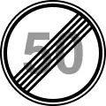 End of maximum speed limit (50&nbsp;km/h)