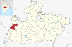 Location of Ratlam district in Madhya Pradesh
