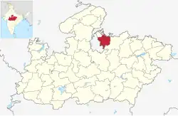 Location of Tikamgarh district in Madhya Pradesh
