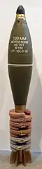 120&nbsp;mm HE mortar shell fitted with proximity fuze