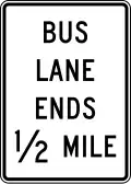 R3-12h Bus lane ends (distance) (post-mounted)