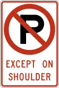 R8-3f No parking except on shoulder