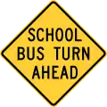 School bus turn ahead