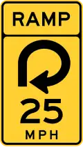 W13-7 Ramp speed advisory (270 degree loop curve)