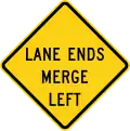 W9-2L Lane Ends Merge Left