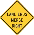 W9-2R Lane Ends Merge Right