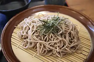 Zaru soba is an early form of soba, because soba was originally steamed on bamboo trays called zaru.
