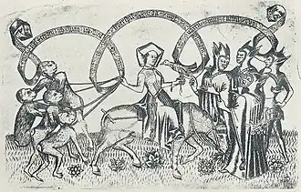 Macht des Weibes ca. 1451–75, engraving by the Master of the Weibermacht