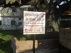 A sign in front of an old valonia oak tree indicating its age