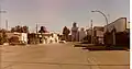 Main Street, Grenfell, 1980. Note grain elevators, from the outset of settlement the predominating feature of prairie towns; now long removed.