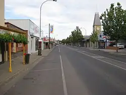 Main North Road, looking north (Note the former town hall on the right side of main street)