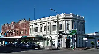 Shops on the corner of Hanbury Street and Maitland Road