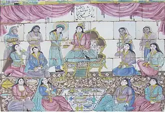 A painting on white tiles