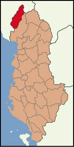 Location of Malësi e Madhe District