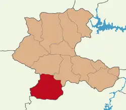 Map showing Doğanşehir District in Malatya Province