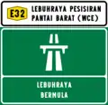 Start of Expressway with road name and route code (Option 1)