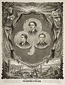 Three Manchester Martyrs of 1867; at right is Michael O'Brien a former Corporal of Battery E 1st New Jersey Artillery regiment