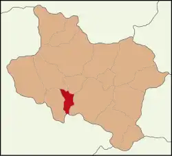 Map showing Ahmetli District in Manisa Province