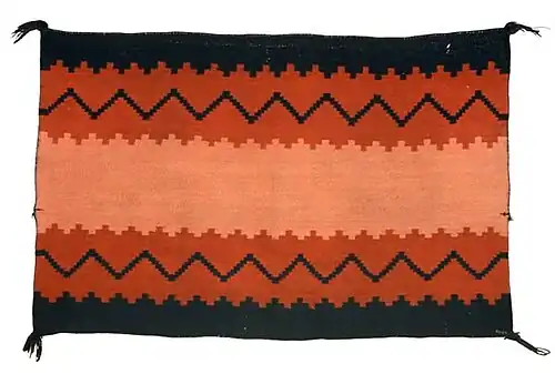 Woman's fancy manta, circa 1865. "Navajo people believe in beauty all around and, here, this weaver is weaving her version of beauty." —Sierra Ornelas, Navajo weaver