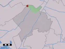 The village (dark red) and the statistical district (light green) of Zorgvlied in the municipality of Westerveld.