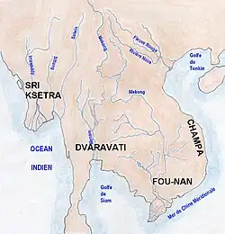 Map of Indianized kingdoms of Indochina (1st to 9th centuries CE)
