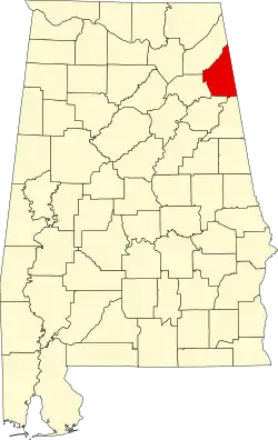Map of Alabama highlighting Cherokee County