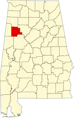 Map of Alabama highlighting Fayette County