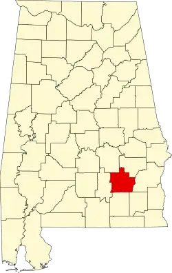 Map of Alabama highlighting Pike County