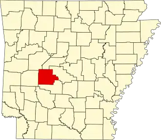 Map of Arkansas highlighting Garland County
