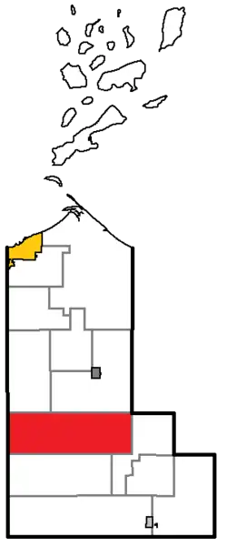 Location of Gordon, within Ashland County, Wisconsin