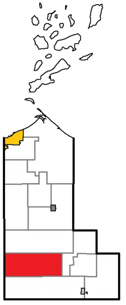 Location of Shanagolden, within Ashland County, Wisconsin