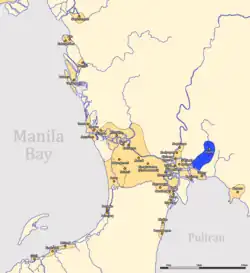 Location of Cainta (colored blue) in 1570.