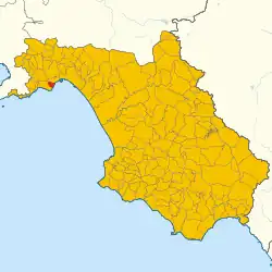 Location of the municipality of Cetara within the province of Salerno