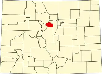 Map of Colorado highlighting Clear Creek County
