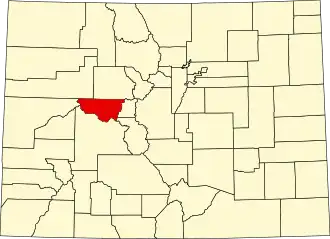 Map of Colorado highlighting Pitkin County