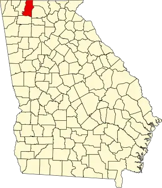Map of Georgia highlighting Murray County