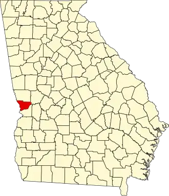 Map of Georgia highlighting Muscogee County