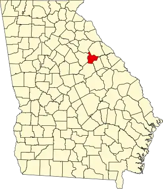 Map of Georgia highlighting Taliaferro County
