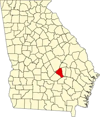 Map of Georgia highlighting Wheeler County