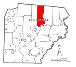 Map of Clearfield County, Pennsylvania highlighting Goshen Township