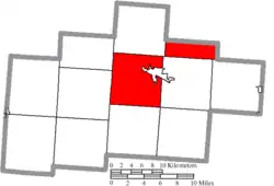 Location of Falls Township in Hocking County