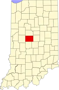 Map of Indiana highlighting Boone County