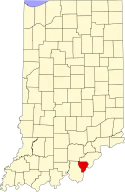 Map of Indiana highlighting Floyd County