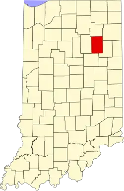 Map of Indiana highlighting Huntington County