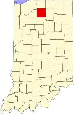 Map of Indiana highlighting Marshall County