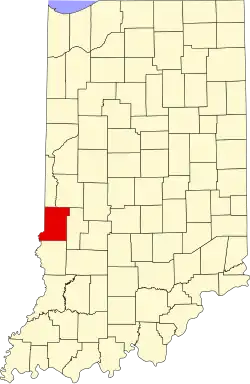 Map of Indiana highlighting Vigo County