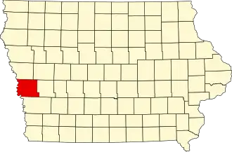 Map of Iowa highlighting Harrison County