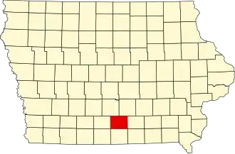 Map of Iowa highlighting Lucas County